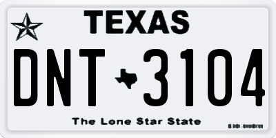 TX license plate DNT3104