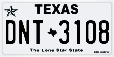 TX license plate DNT3108
