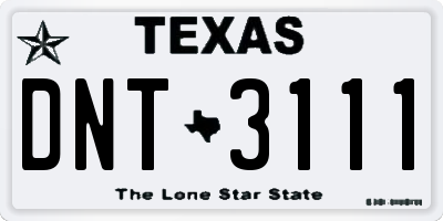 TX license plate DNT3111