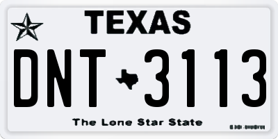 TX license plate DNT3113