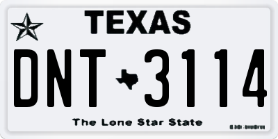 TX license plate DNT3114