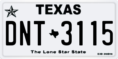TX license plate DNT3115