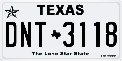 TX license plate DNT3118