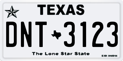 TX license plate DNT3123