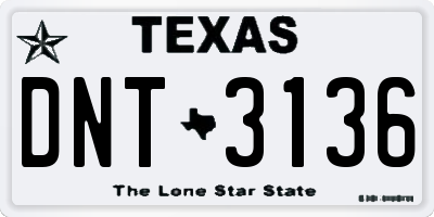 TX license plate DNT3136