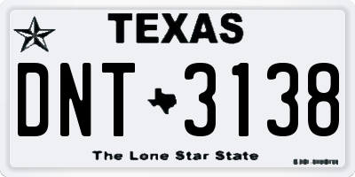 TX license plate DNT3138