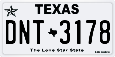 TX license plate DNT3178
