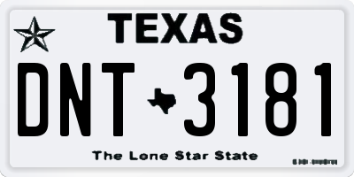 TX license plate DNT3181