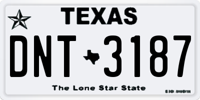 TX license plate DNT3187