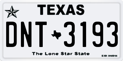 TX license plate DNT3193