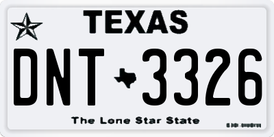 TX license plate DNT3326