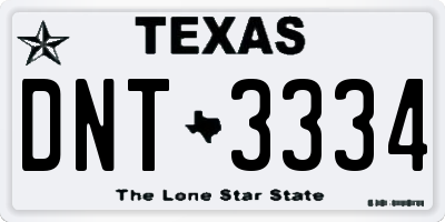 TX license plate DNT3334