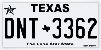 TX license plate DNT3362