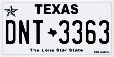 TX license plate DNT3363