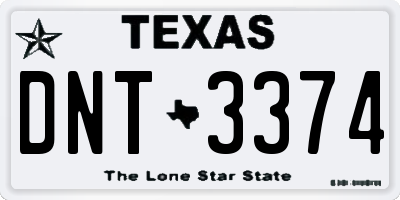 TX license plate DNT3374
