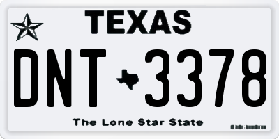 TX license plate DNT3378