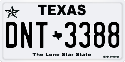 TX license plate DNT3388