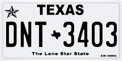 TX license plate DNT3403
