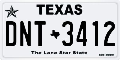 TX license plate DNT3412