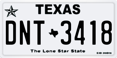 TX license plate DNT3418