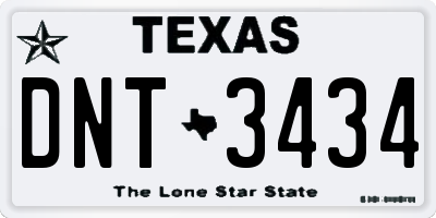 TX license plate DNT3434