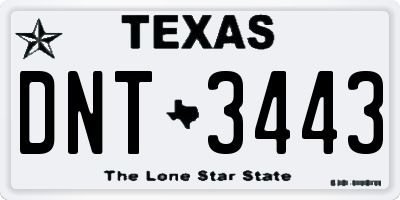 TX license plate DNT3443