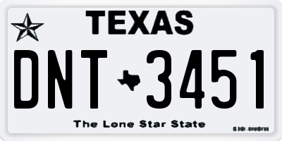TX license plate DNT3451
