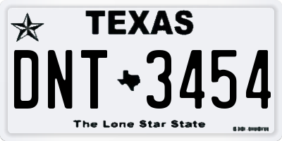 TX license plate DNT3454