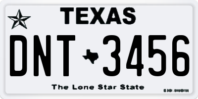 TX license plate DNT3456