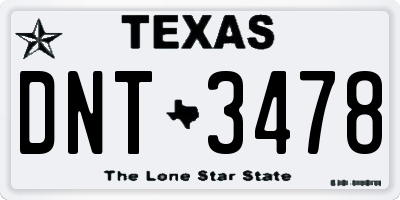 TX license plate DNT3478