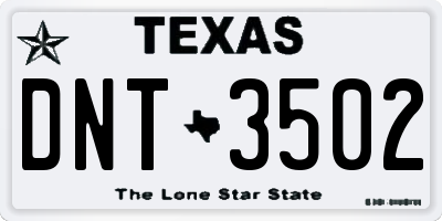 TX license plate DNT3502