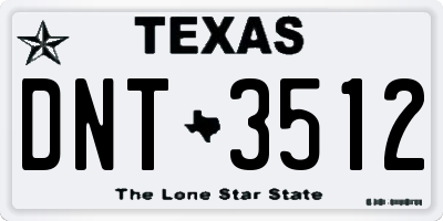 TX license plate DNT3512