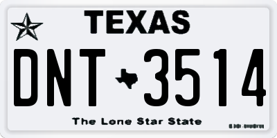 TX license plate DNT3514