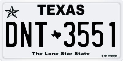 TX license plate DNT3551