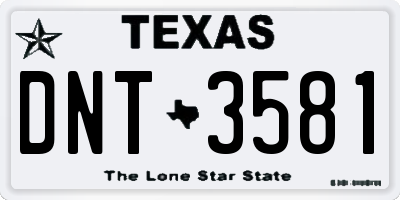 TX license plate DNT3581