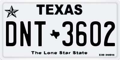 TX license plate DNT3602
