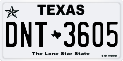 TX license plate DNT3605