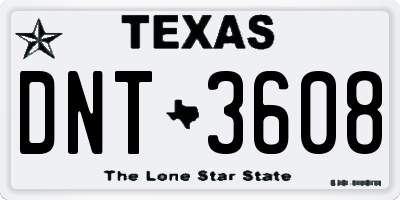 TX license plate DNT3608