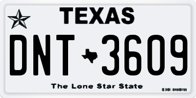 TX license plate DNT3609