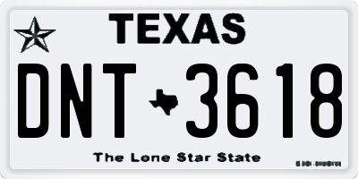 TX license plate DNT3618