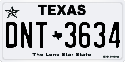 TX license plate DNT3634