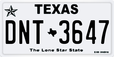 TX license plate DNT3647
