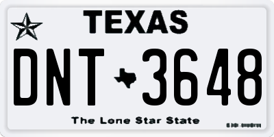 TX license plate DNT3648