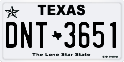 TX license plate DNT3651