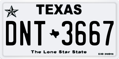 TX license plate DNT3667