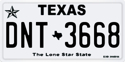 TX license plate DNT3668