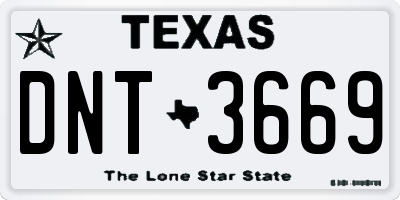 TX license plate DNT3669