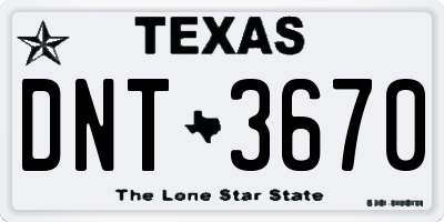 TX license plate DNT3670