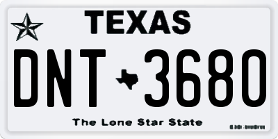 TX license plate DNT3680