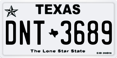 TX license plate DNT3689
